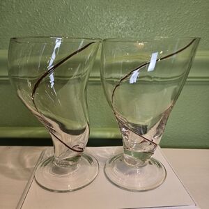 Pier 1 Tornado Red Swirl Footed Cocktail or beer glasses 12oz